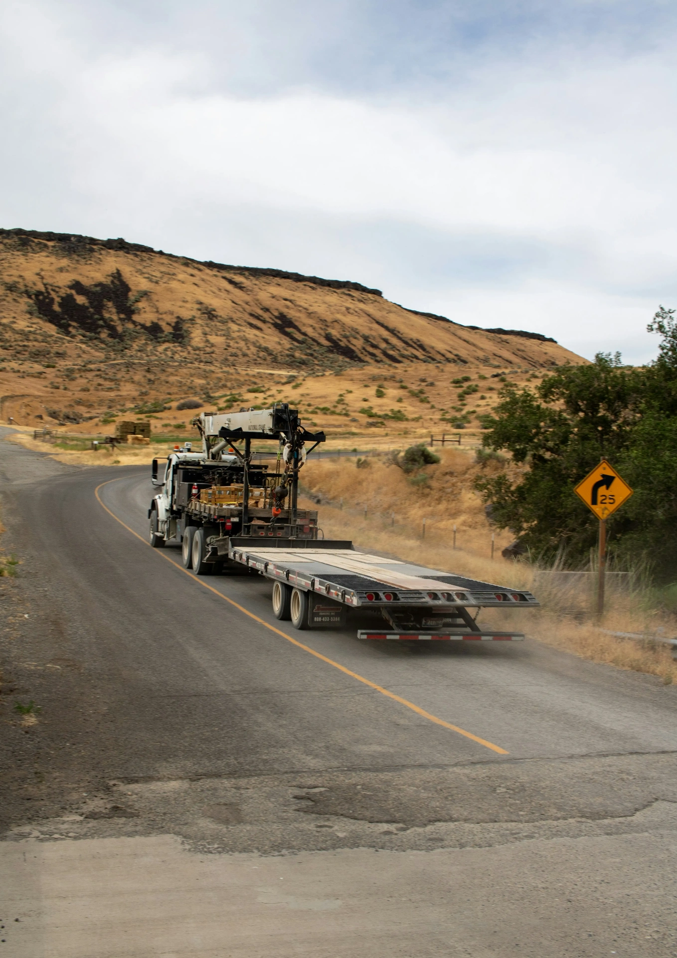 flatbed truck on American highway